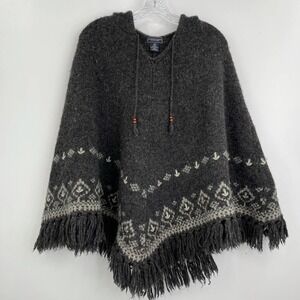 American Eagle shetland wool poncho hooded